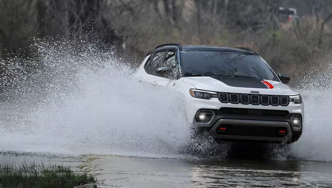 2025 Jeep Compass drives through river making a big splash