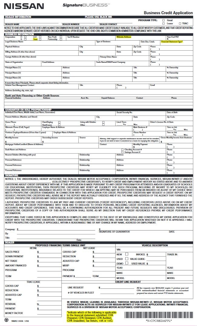 nissan business credit application nissan of nissan business credit application