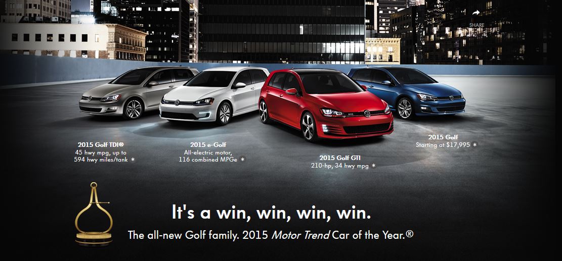 The Volkswagen Golf is Motor Trend Magazine's Car of the Year
