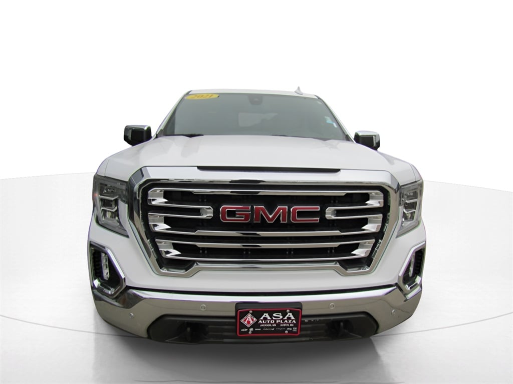 Used 2021 GMC Sierra 1500 SLT with VIN 1GTU9DEL0MZ136289 for sale in Jackson, Minnesota
