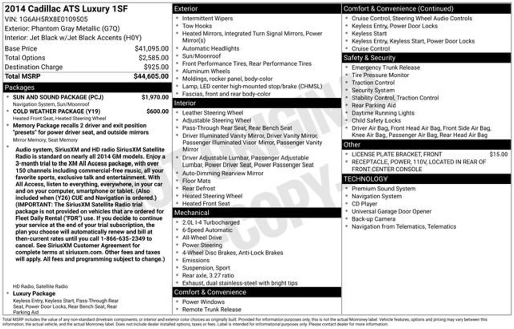 Used 2014 CADILLAC ATS 2.0L Turbo Luxury Sedan