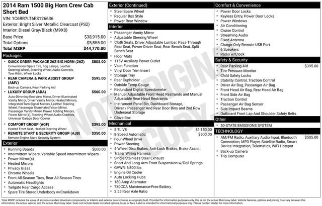 Used 2014 RAM Ram 1500 Pickup SLT with VIN 1C6RR7LT6ES126636 for sale in Sandusky, OH