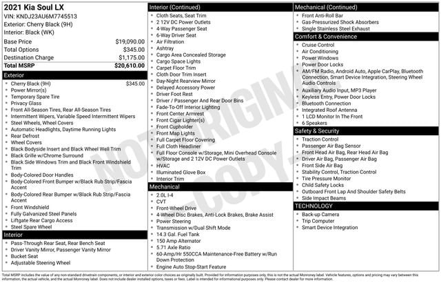 Used 2021 Kia Soul LX with VIN KNDJ23AU6M7745513 for sale in Sandusky, OH