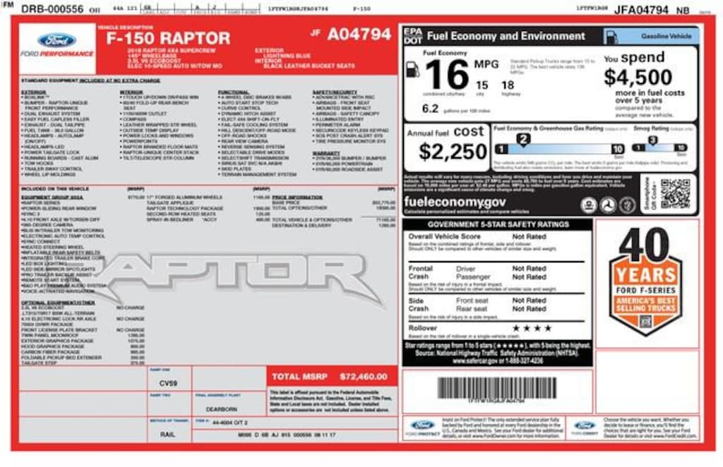 Used 2018 Ford F-150 Raptor Truck SuperCrew Cab