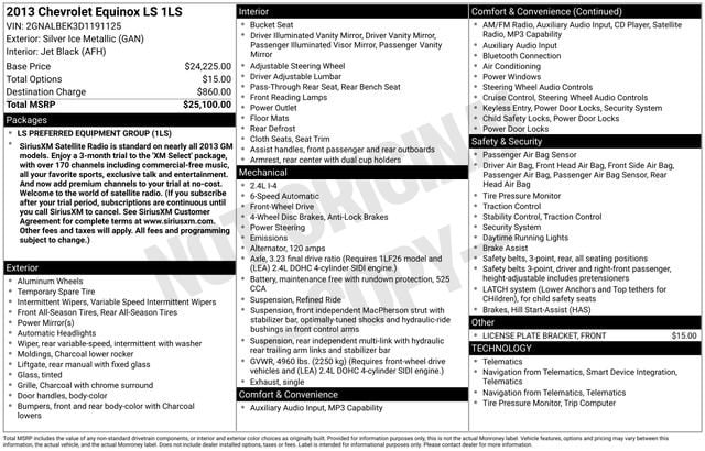 Used 2013 Chevrolet Equinox LS with VIN 2GNALBEK3D1191125 for sale in Sandusky, OH