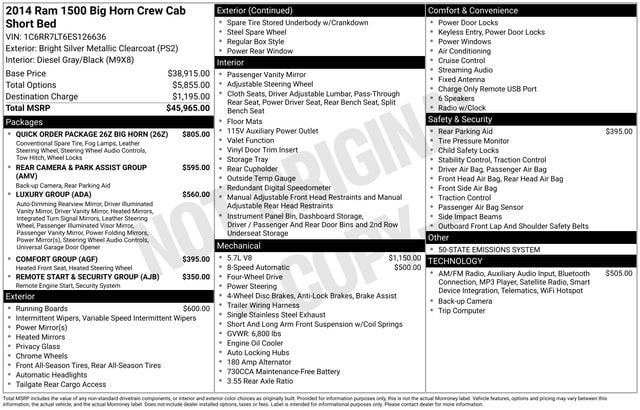 Used 2014 RAM Ram 1500 Pickup SLT with VIN 1C6RR7LT6ES126636 for sale in Sandusky, OH