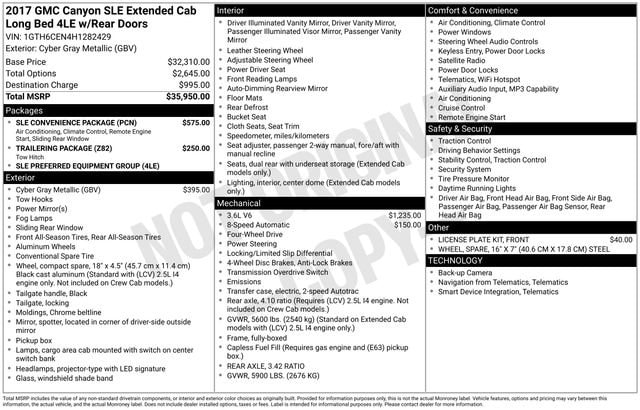 Used 2017 GMC Canyon SLE with VIN 1GTH6CEN4H1282429 for sale in Sandusky, OH