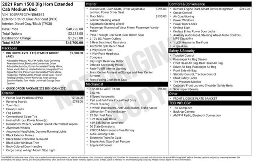 Used 2021 Ram 1500 Big Horn/Lone Star Truck Quad Cab