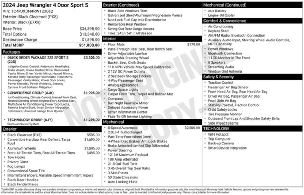 Certified 2024 Jeep Wrangler Sport S SUV