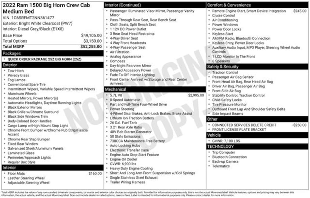 Certified 2022 Ram 1500 Big Horn/Lone Star Truck