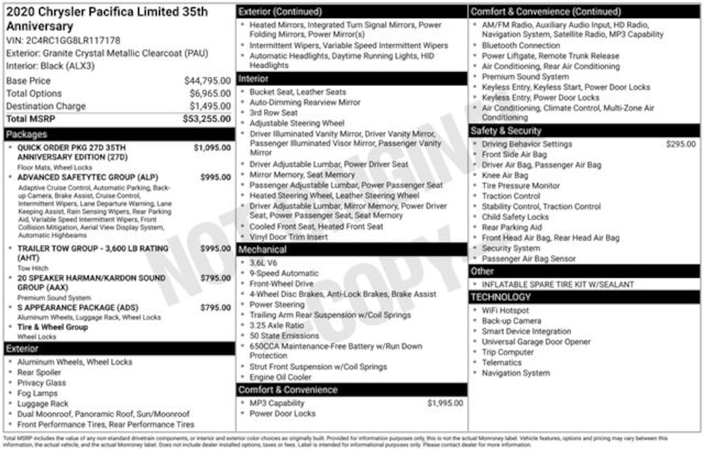 Used 2020 Chrysler Pacifica Limited Minivan/Van