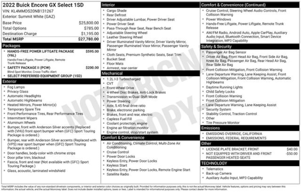 Used 2022 Buick Encore GX Select SUV