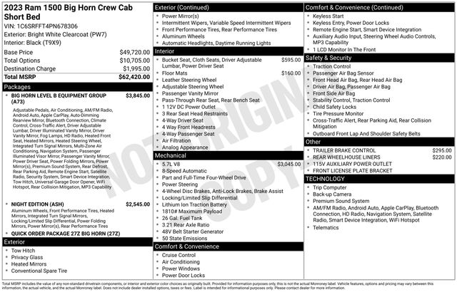 2023 RAM 1500 Big Horn/Lone Star 4x4 Crew Cab 5'7's photo