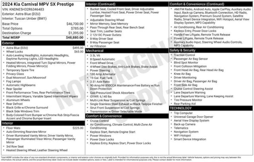 Used 2024 Kia Carnival SX Prestige Minivan/Van