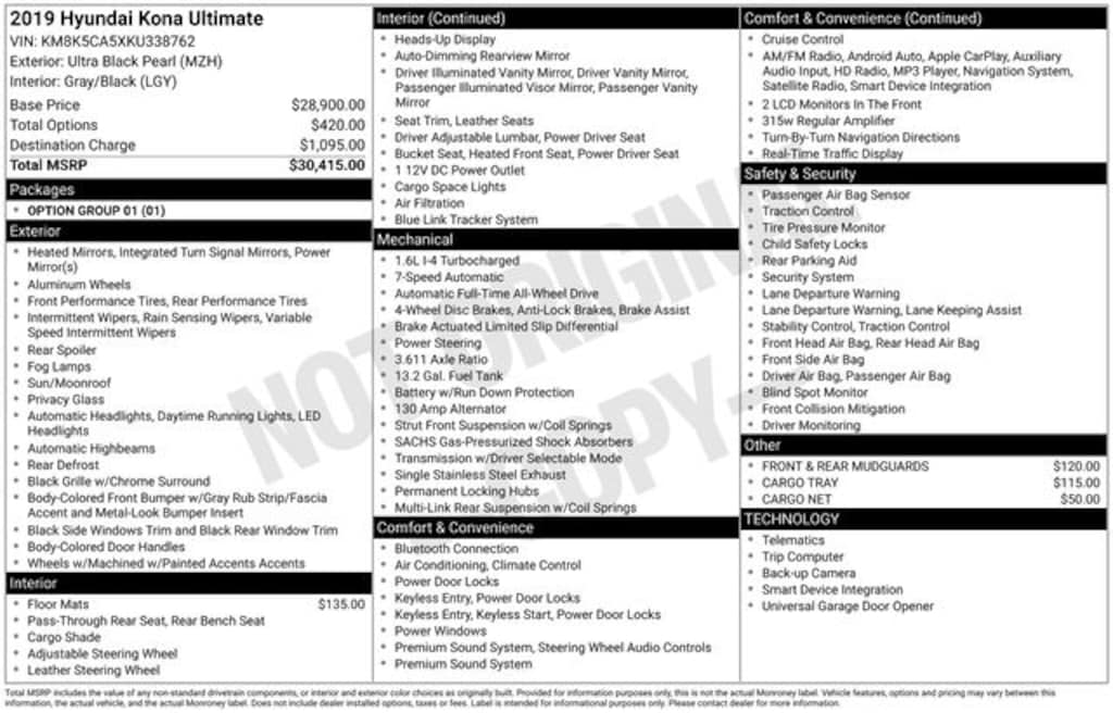 Used 2019 Hyundai Kona Ultimate SUV