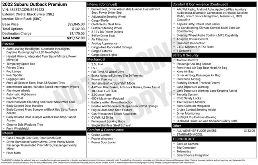 Used 2022 Subaru Outback Premium SUV