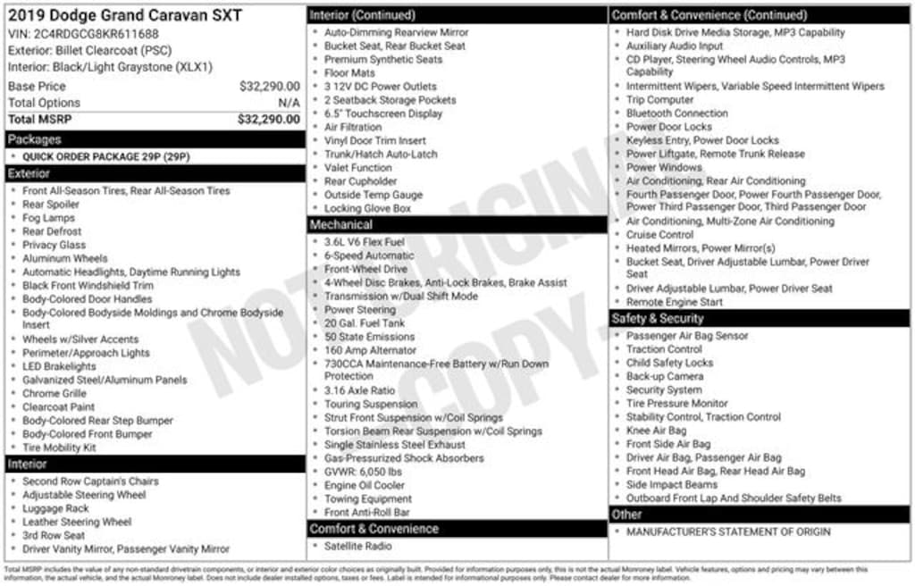 Used 2019 Dodge Grand Caravan SXT Minivan/Van