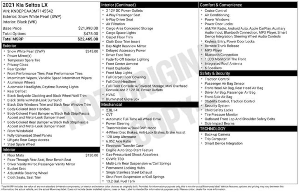 Used 2021 Kia Seltos LX SUV