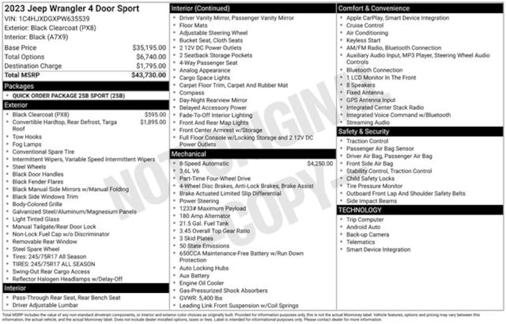 Certified 2023 Jeep Wrangler Sport SUV