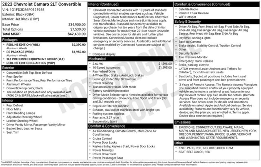 Used 2023 Chevrolet Camaro 2LT Convertible