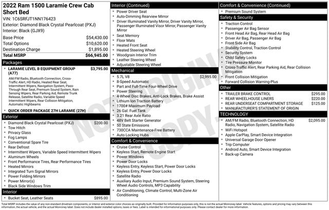 2022 RAM 1500 Laramie 4x4 Crew Cab 5'7's photo