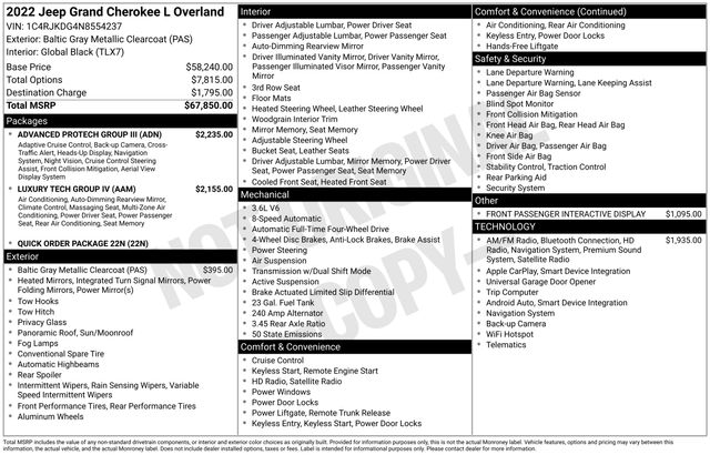 2022 Jeep Grand Cherokee L Overland