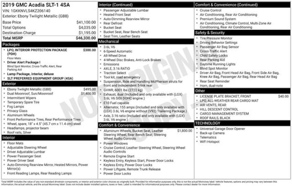 Used 2019 GMC Acadia SLT-1 SUV