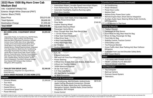 2023 RAM 1500 Big Horn/Lone Star 4x4 Crew Cab 6'4's photo