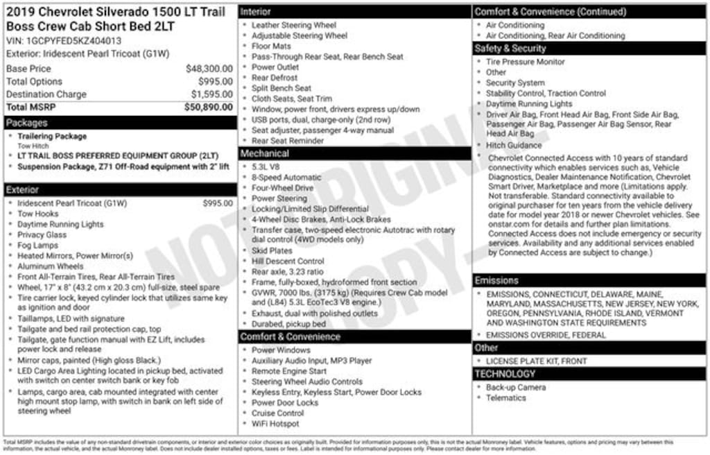 Used 2019 Chevrolet Silverado 1500 LT Trail Boss Truck