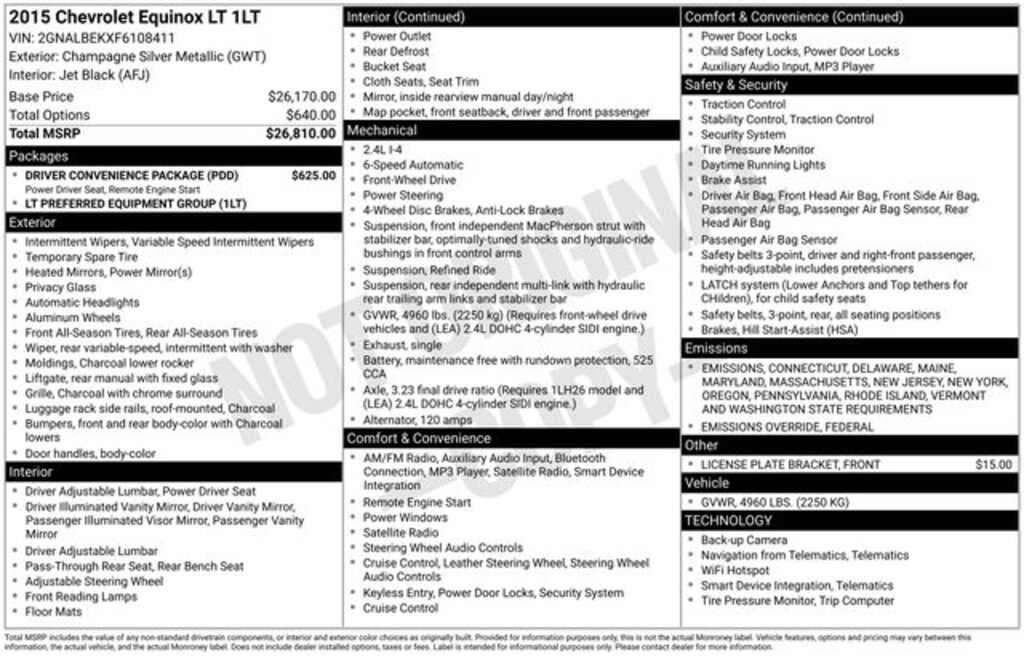 Used 2015 Chevrolet Equinox LT SUV