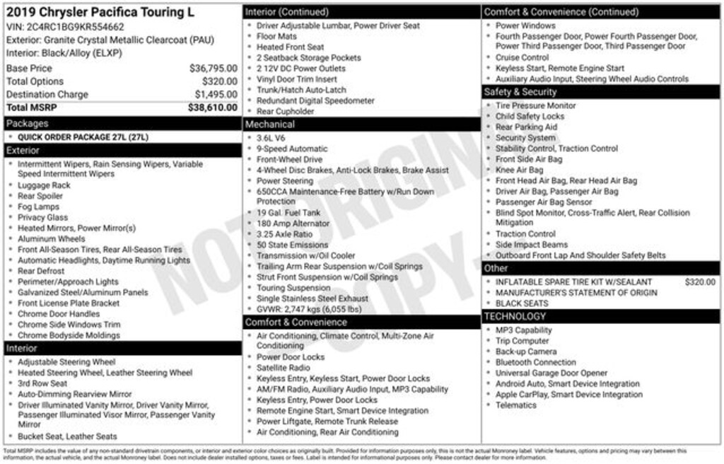 Used 2019 Chrysler Pacifica Touring L Minivan/Van