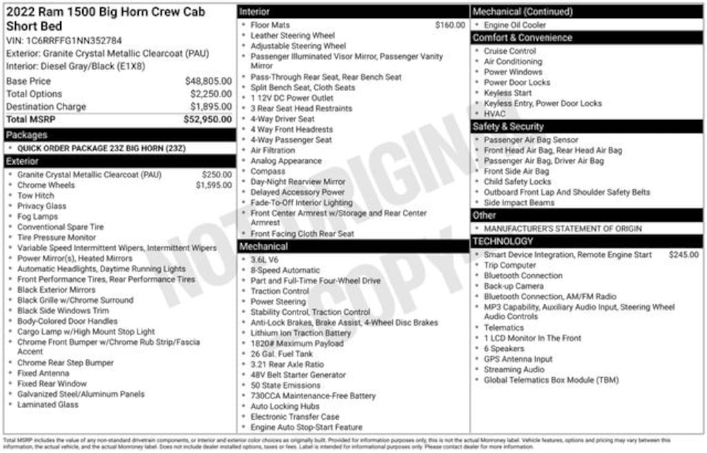 Certified 2022 Ram 1500 Big Horn/Lone Star Truck Crew Cab