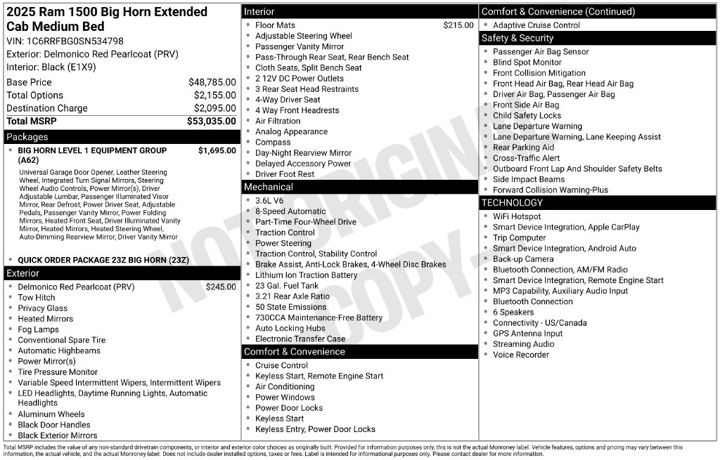 2025 RAM 1500 Pickup Big Horn/Lone Star