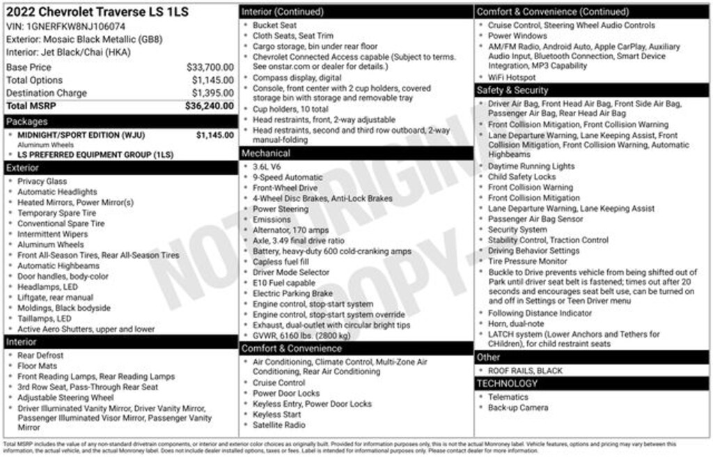 Used 2022 Chevrolet Traverse LS w/1LS SUV