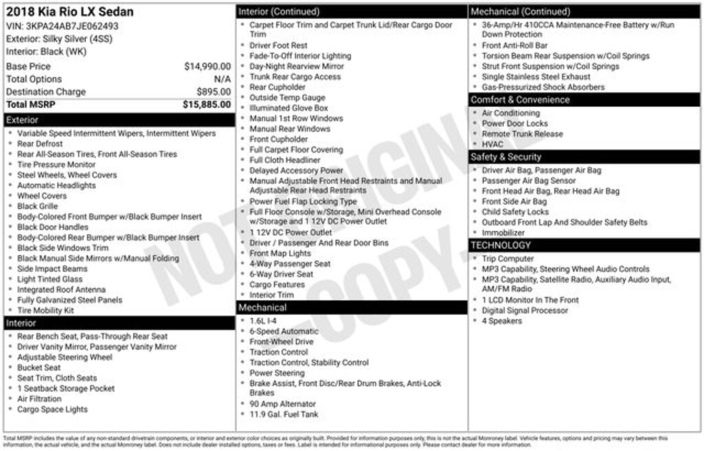 Used 2018 Kia Rio LX Sedan