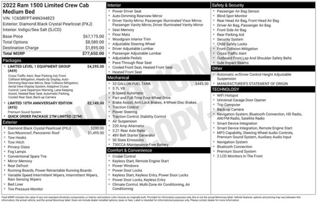Certified 2022 Ram 1500 Limited Truck Crew Cab
