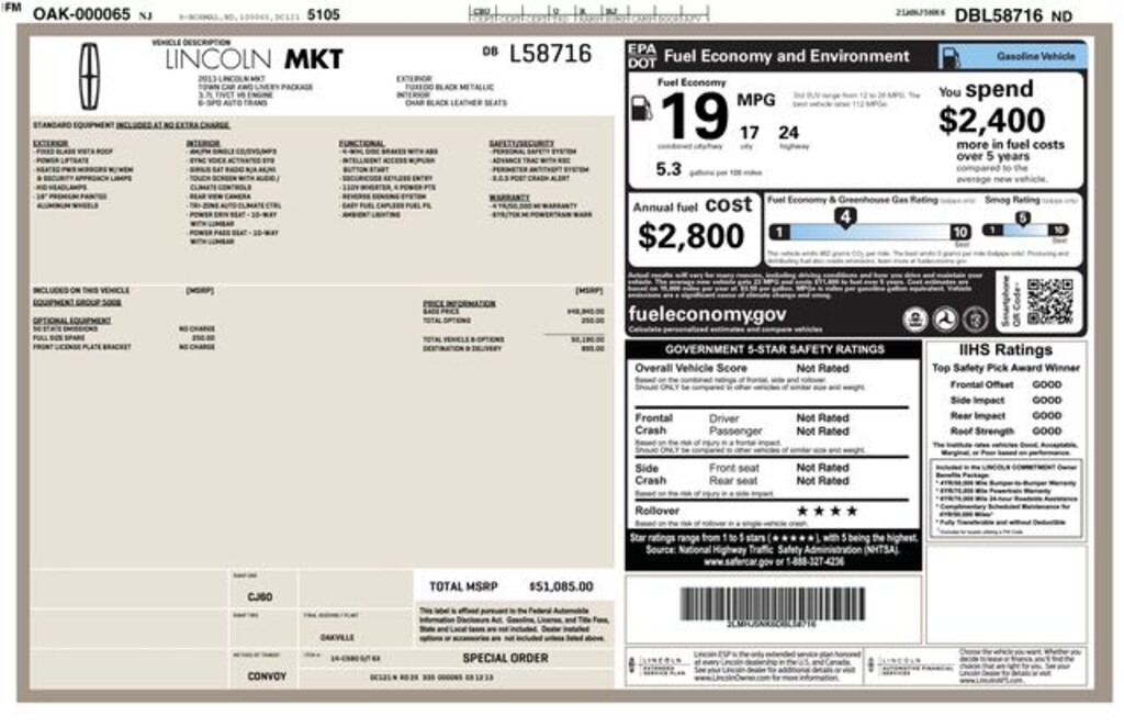 Used 2013 Lincoln MKT Livery SUV