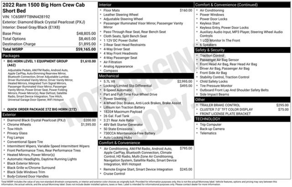 Certified 2022 Ram 1500 Big Horn/Lone Star Truck Crew Cab
