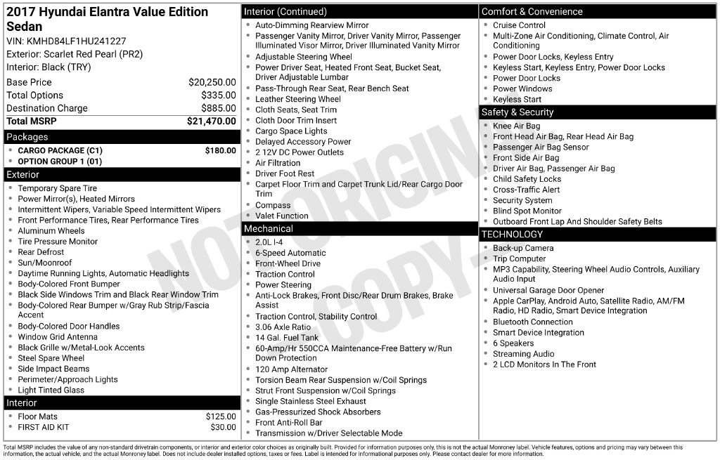 Used 2017 Hyundai Elantra Value Edition Sedan