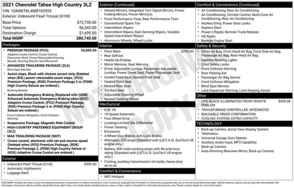 Used 2021 Chevrolet Tahoe High Country SUV