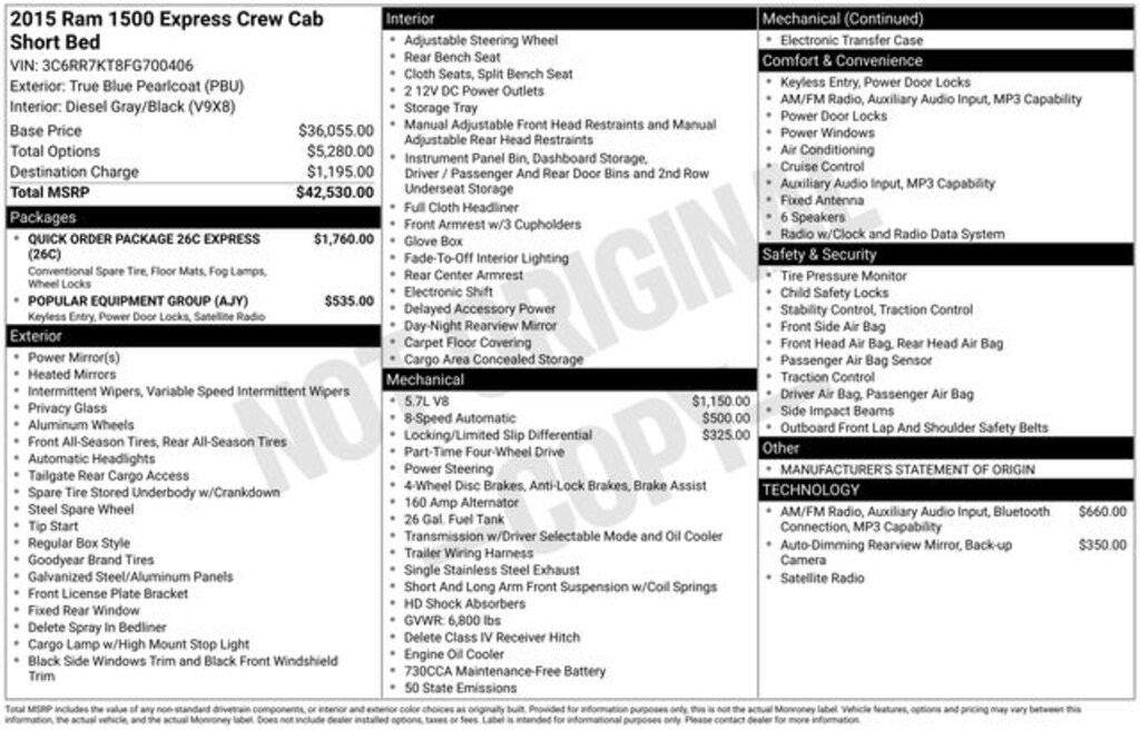 Used 2015 Ram 1500 Tradesman/Express Truck Crew Cab