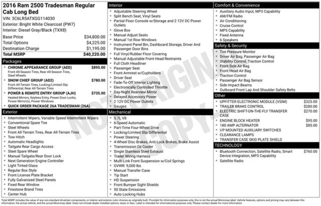 Used 2016 Ram 2500 Tradesman Truck Regular Cab