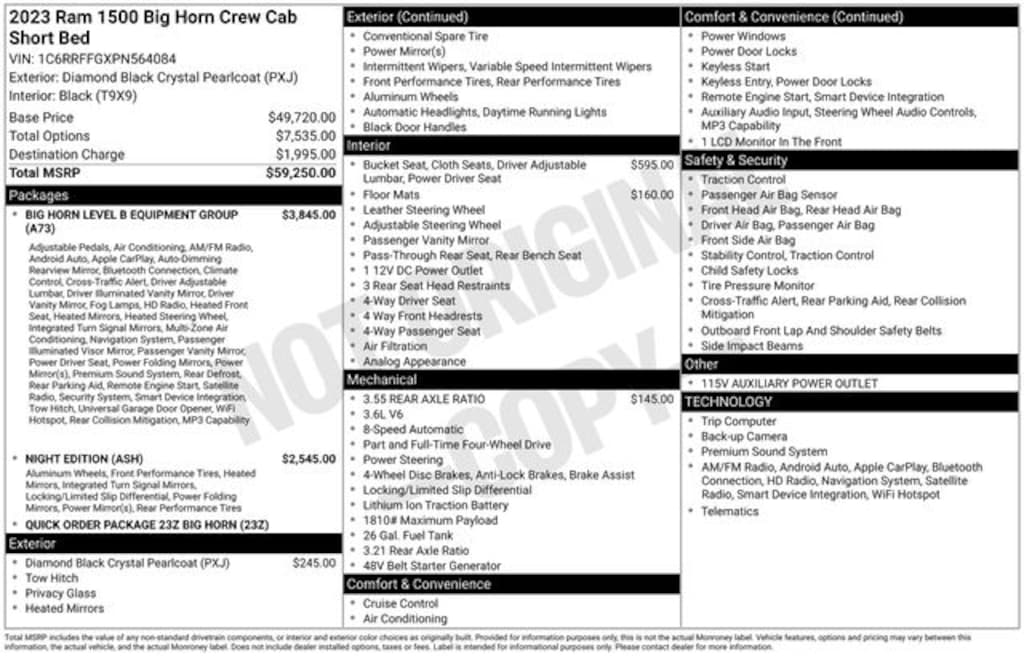 Certified 2023 Ram 1500 Big Horn/Lone Star Truck Crew Cab