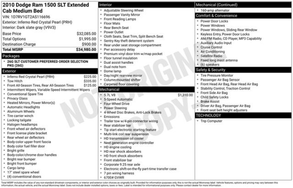 Used 2010 Dodge Ram 1500 SLT/Sport/TRX Truck Quad Cab