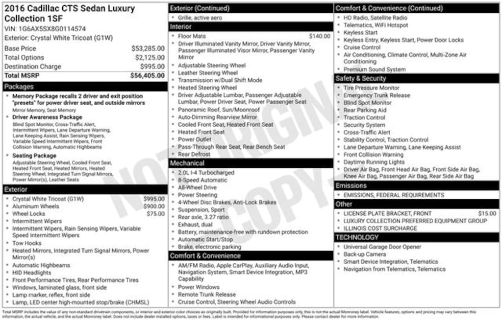 Used 2016 CADILLAC CTS 2.0L Turbo Luxury Collection Sedan