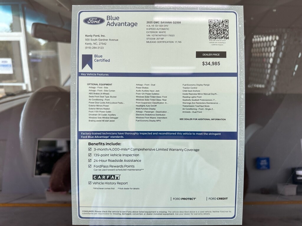 Certified 2025 GMC Savana Work Van 2500 Cargo Van