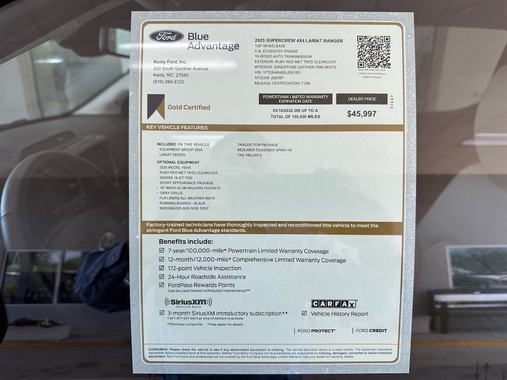Certified 2025 Ford Ranger Lariat 4x4 Lariat SuperCrew 5.0 ft. SB