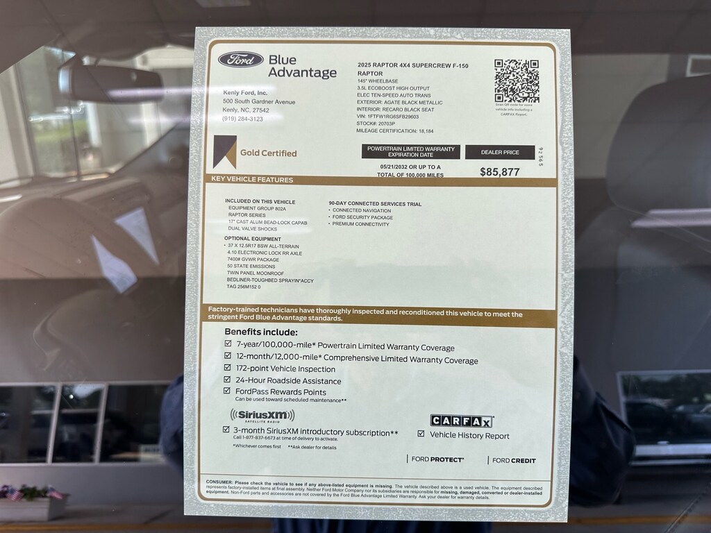 Certified 2025 Ford F-150 Raptor 4x4 Raptor SuperCrew 5.5 ft. SB