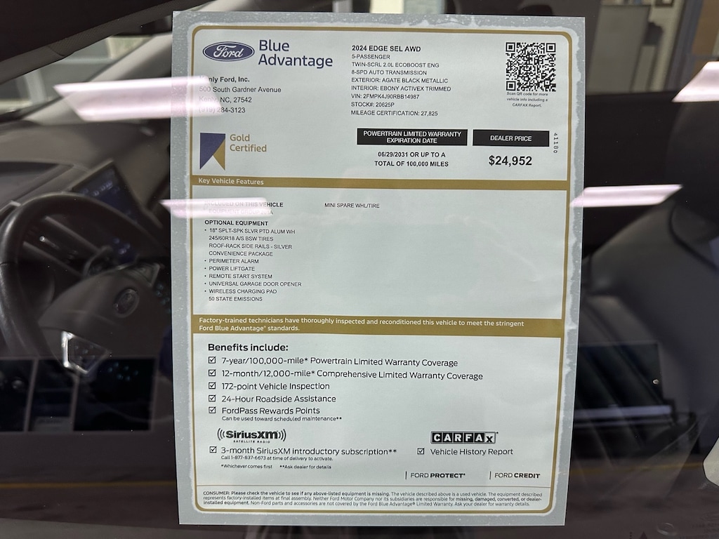 Certified 2024 Ford Edge SEL AWD SEL SUV