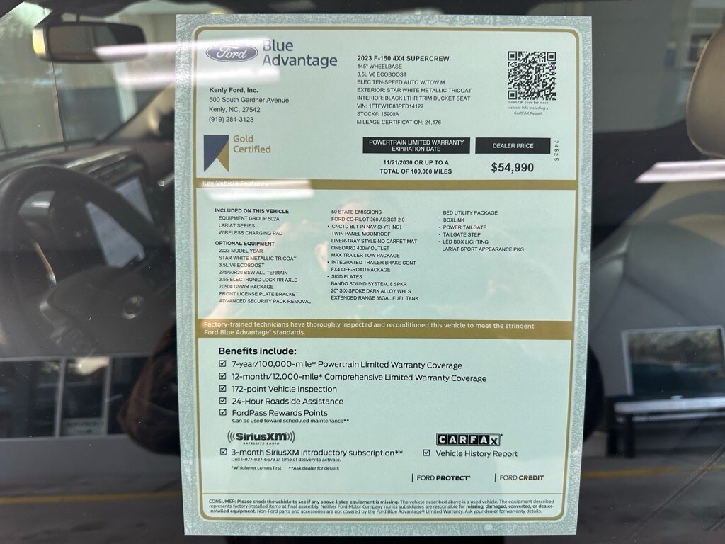 Certified 2023 Ford F-150 Lariat 4x4 Lariat SuperCrew 5.5 ft. SB